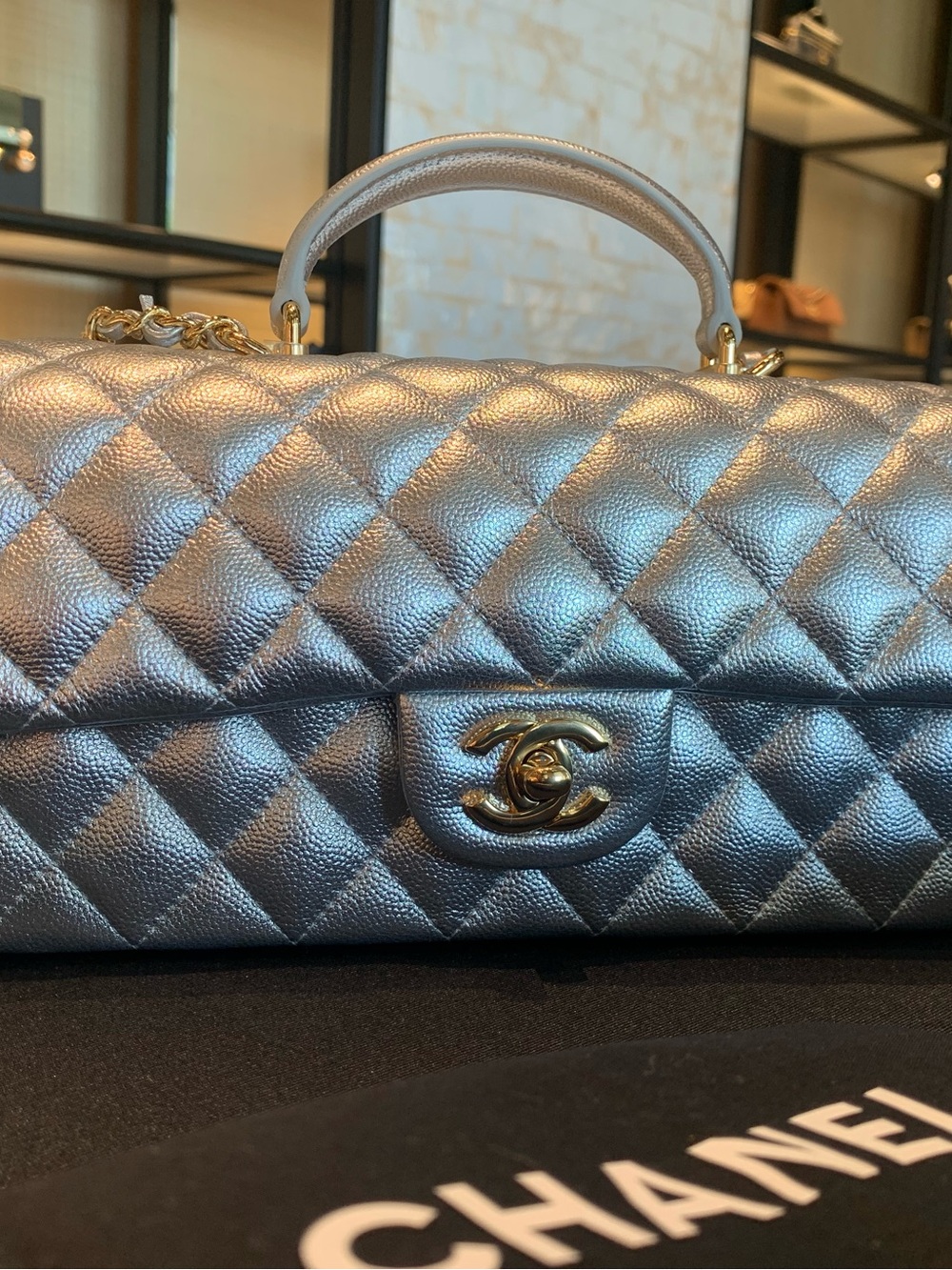 Brand new this week season rare Limited edition authentic Chanel silver purse